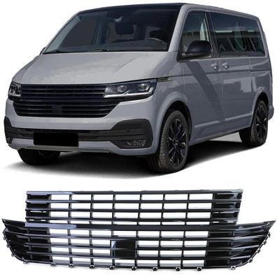 Kühlergrill ohne Emblem Schwarz Glanz für VW T6.1 Bus+Transporter Facelift ab 19