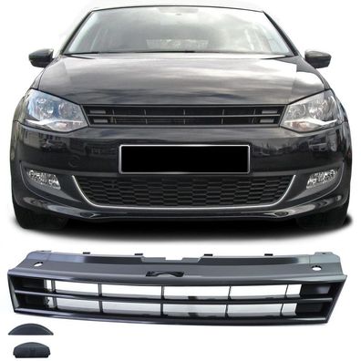 Kühlergrill Frontgrill Schwarz ohne Emblem für VW Polo 5 6R 6C 2009-2017