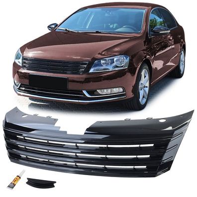 Kühlergrill ohne Emblem Schwarz Glanz passend für VW Passat B7 2010-2015
