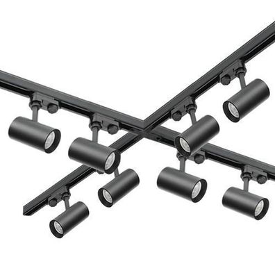 Schienensystem 8x GU10 Lampe 4x1m Schiene X-Verbinder Stromversorgung 3x Endkappe