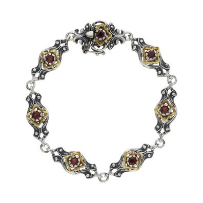 JuwelmaLux Armband 835/000 Silber vergoldet & geschwärzt mit Granat JL30-03-3262