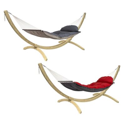 Amazonas Hängematte Fat Hammock XXL Set + Olymp-Gestell aus FSC-zertifiziertem Holz