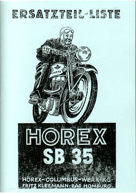 Eratzteile-Liste Horex SB 35, Motorrad, Oldtimer