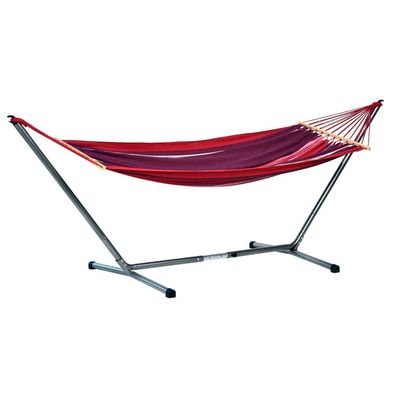 Amazonas Summer Set Hängematten-Set mit Hängematten-Gestell lila/rot/gestreift