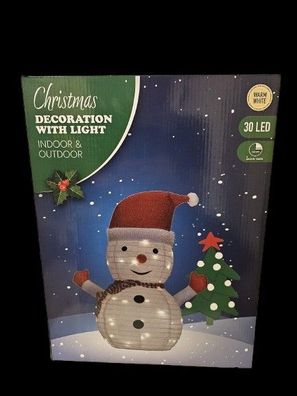 Weihnachtsdeko Schneemann mit 30 LED Innen Außen 68 cm IP 44 Warmweiß