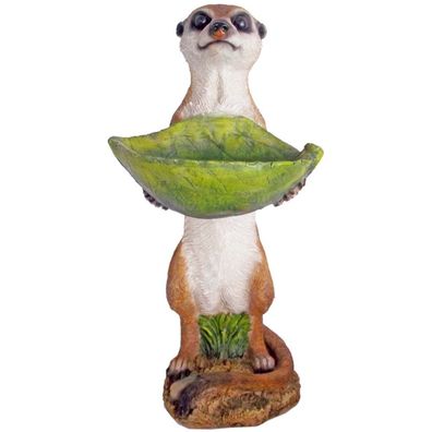 Erdmännchen Lorenzo mit Vogeltränke Polyresin