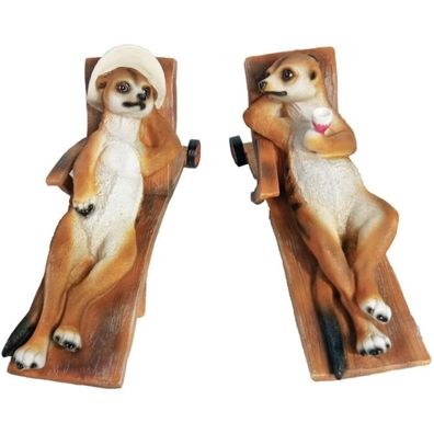 Erdmännchen auf Liege, CHILLI & WILLI, 1 Paar