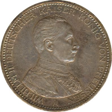 Preussen 5 Mark 1914 A Wilhelm II in Uniform Silber*