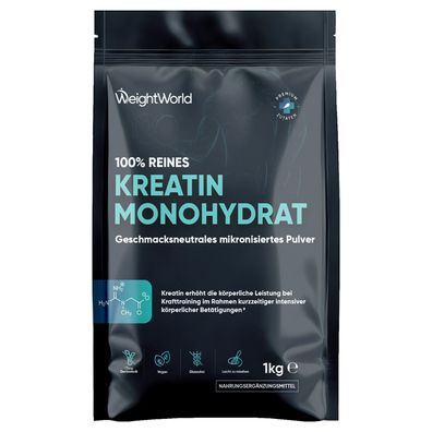 Creatin Monohydrat Pulver 1kg - 330 Portionen reines Kreatin Monohydrat - 11 Monate