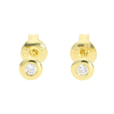 Ohrstecker Silber 925 Gold plattiert Zirkonia Rund JL10-06-3777 JuwelmaLux