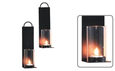 Wandkerzenhalter, 2er Set, aus Metall 7cm x 25,5cm