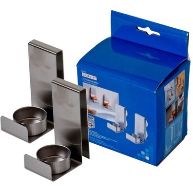 Teelichthalter 2er Set Edelstahl, mit Saugnäpfen