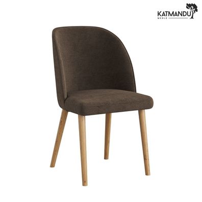 Esszimmerstuhl Olbia in Braun - Chenille Rebel 23 mit Holzbeinen