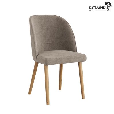 Esszimmerstuhl Olbia in Braun Beige - Chenille Rebel 24 mit Massivholzbeinen