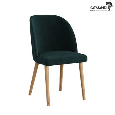 Esszimmerstuhl Olbia in Grün - Chenille Rebel 16 mit Massivholzbeinen