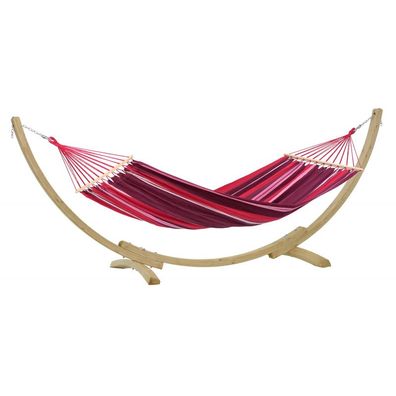 Amazonas Samba Set Hängematten-Set Fuego mit Fichtenholz-Gestell Hängematte