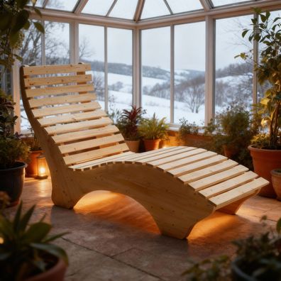 Vollholz Relaxliege "Vroni Massivholz" Holzliege Gartenliege Sonnenliege Saunaliege