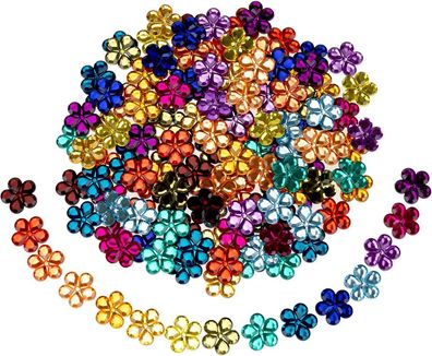 Funkelsteine Blumen, 150 Stück, Ø 2,5 cm, in 15 Farben sortiert