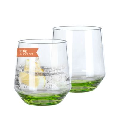 Milano Wasserglas green line 2er Set 340 ml Polycarbonat bruchfest, leicht