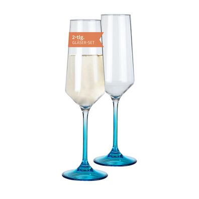 Milano Champagnerglas blue line 2er Set 280 ml Polycarbonat bruchfest, leicht