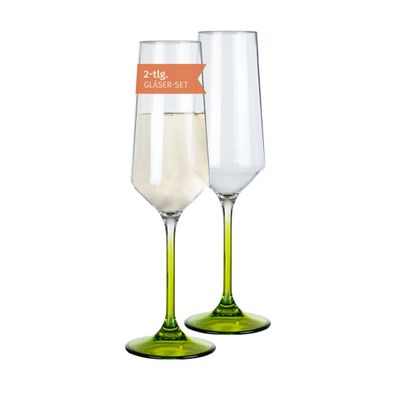 Milano Champagnerglas green line 2er Set 280 ml Polycarbonat bruchfest, leicht