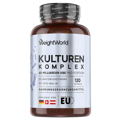Kulturen Komplex mit 60 Mrd. KBE - 120 vegane Kapseln - 2 Monate Vorrat WeightWorld