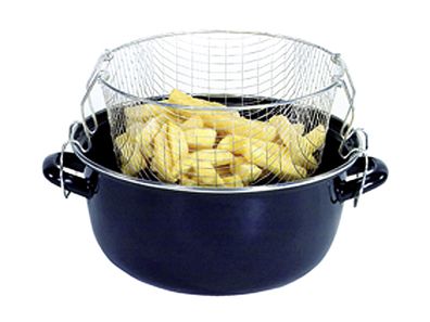 KARL KRÜGER Topf emailliert für Pommes Frites schwarz