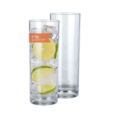 Milano Longdrinkglas 2er Set 330 ml Polycarbonat bruchfest, leicht
