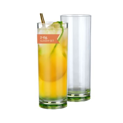 Milano Longdrinkglas green line 2er Set 330 ml Polycarbonat bruchfest, leicht