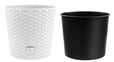 Prosperplast Pflanzkübel Rato Round Weiß DRTUS200L Blumentopf Rattan