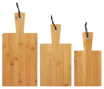 Pure Style Set: 3 x Bambus Schneidebrett Servierbrett mit Griff 6613-401255