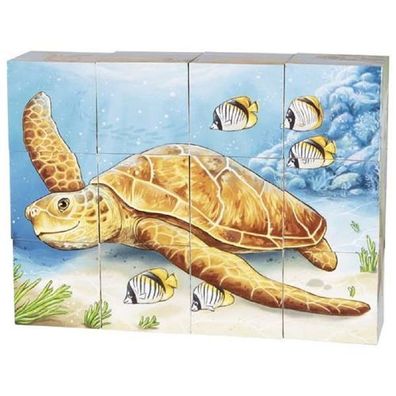 Goki Würfelpuzzle Australische Tiere 12tlg. Holz-Puzzle ab 3+ Jahren 57418