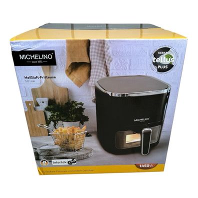 Heißluftfritteuse Michelino 5,0 Liter Schwarz mit Sichtfenster Air Fryer