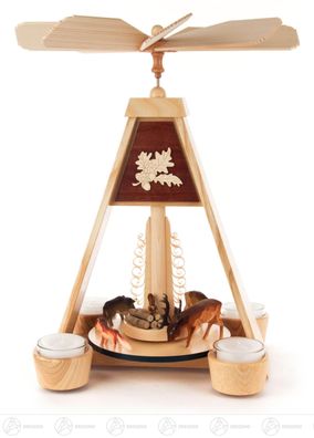 Pyramide mit Waldtieren, für Teelichte BxHxT 20,5cmx31 cmx25,5 cm NEU Erzgebirge
