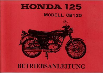 Betriebsanleitung Honda CB 125 Motorrad, Oldtimer, Klassiker