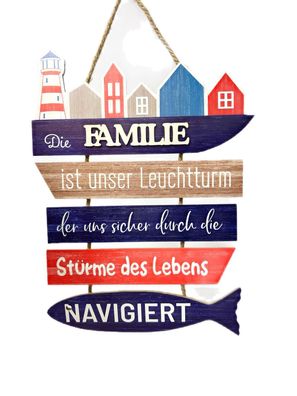 XXL Holz-Hänger "Die Familie ist unser Leuchtturm"