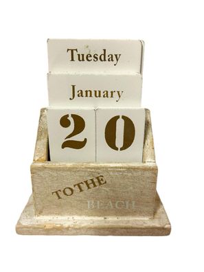 Vintage Holz-Kalender "TO THE BEACH"