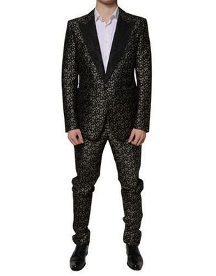 Dolce & Gabbana Black Stars Jacquard Sicilia 2 Piece Suit