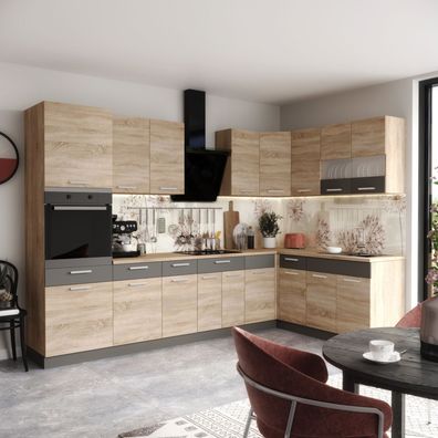 Küche L-Form ALINA mit Hochschrank 180 x 310 cm Küchenzeile Einbauküche