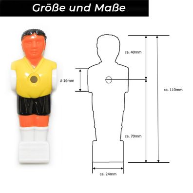 Bandito - Kickerfigur Profi gelb/schwarz für 16 mm Kickerstangen (11 St.)