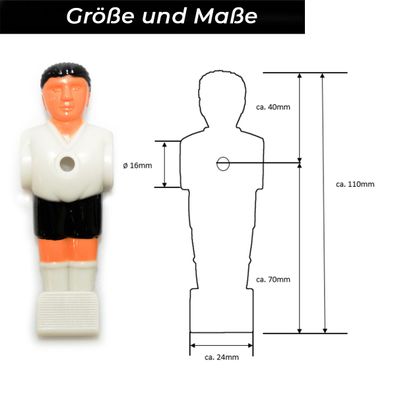 Bandito - Kickerfigur Profi weiß/schwarz für 16 mm Kickerstangen (11 St.)