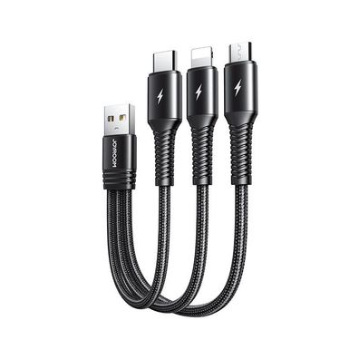 Joyroom 3in1 Nylon Ladegerät Kabel 3.5A Micro USB TYP-C iOS Anschluss Fast Charge