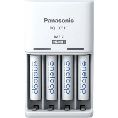 eneloop Basic Charger – Ladegerät mit 4x AAA wiederaufladbaren Batterien 800 mAh