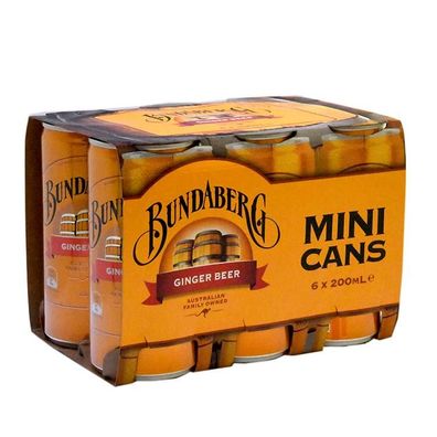 Bundaberg Ginger Beer Mini Can - Australian Import 6x200 ml