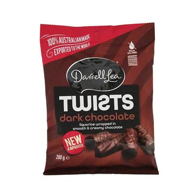 Darrell Lea Twists Dark Chocolate Liquorice 200 g