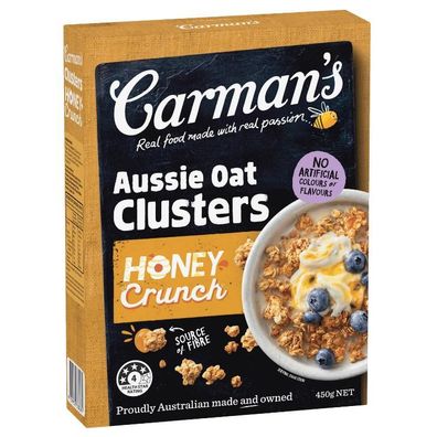 Carman's Aussie Oat Clusters Honey Crunch 450 g