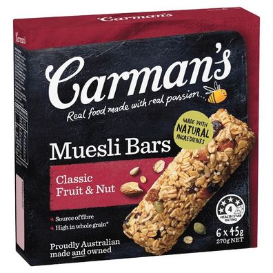 Carman's Classic Fruit & Nut Muesli Bars 270 g