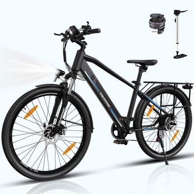 Elektrofahrrad mit 26 Zoll Hinterradantrieb, 36V 12Ah Akku, 250W Motor LCD-Display