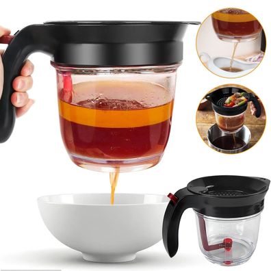 Fetttrennkanne Fettabscheider 1000ml Ölfiltertopf Fetttrenner Kanne für Soßen