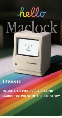 Macintosh Inspired Alarm Clock by Maclock | LED Digital Display Classic 1980s Design